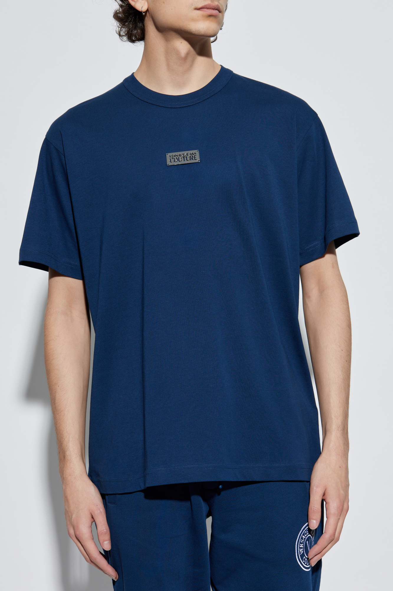 Navy blue T-shirt with logo Versace Jeans Couture - Vitkac AS